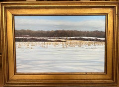 Landschaftslandschaft, Ölgemälde von Cornfield auf einer Ahorn-Bank-Farm in Connecticut 