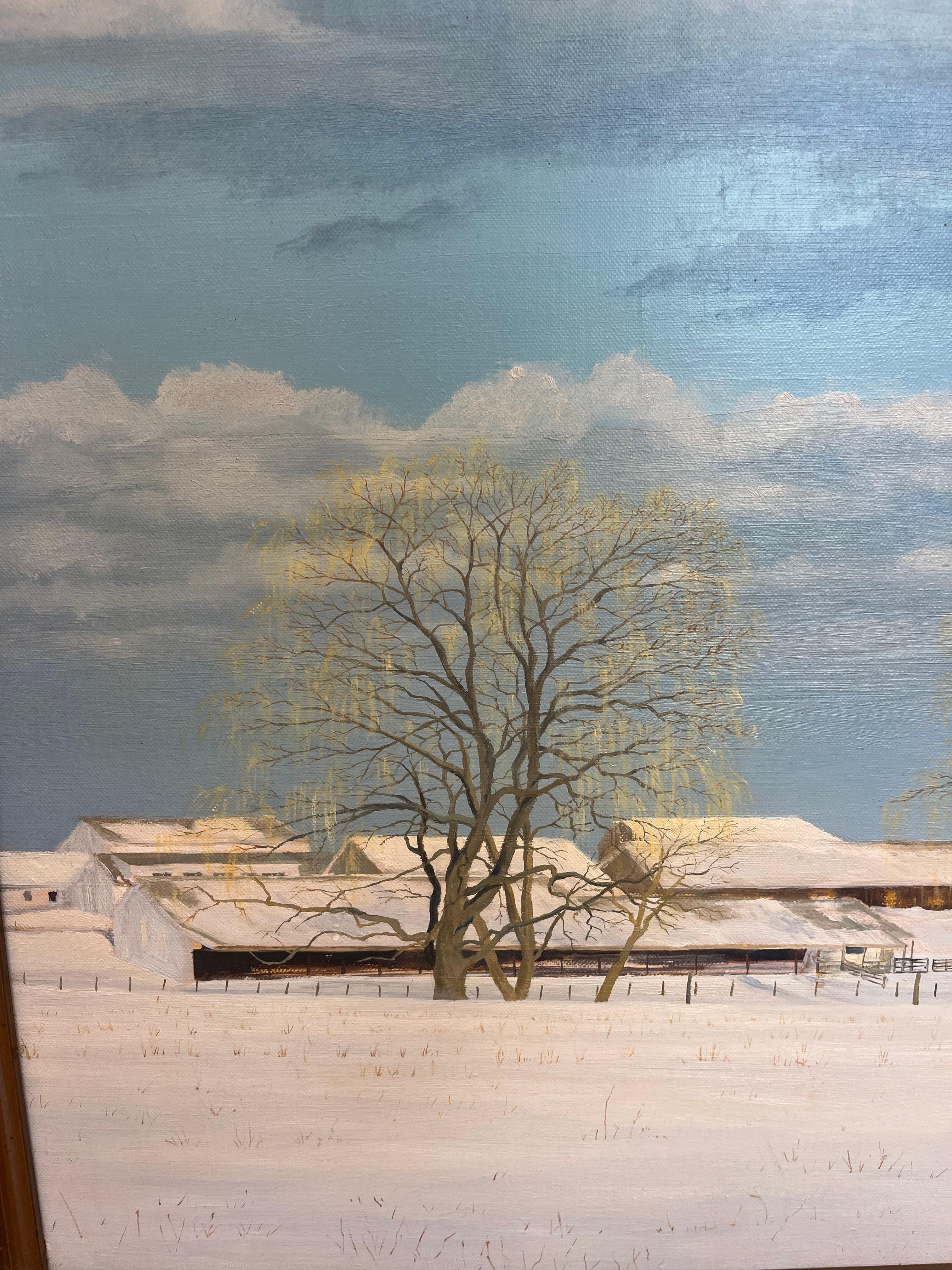 Paysage de ferme d'hiver intitulé « Farm Along Painter Hill Road Roxbury, CT » - Contemporain Painting par Tom Yost