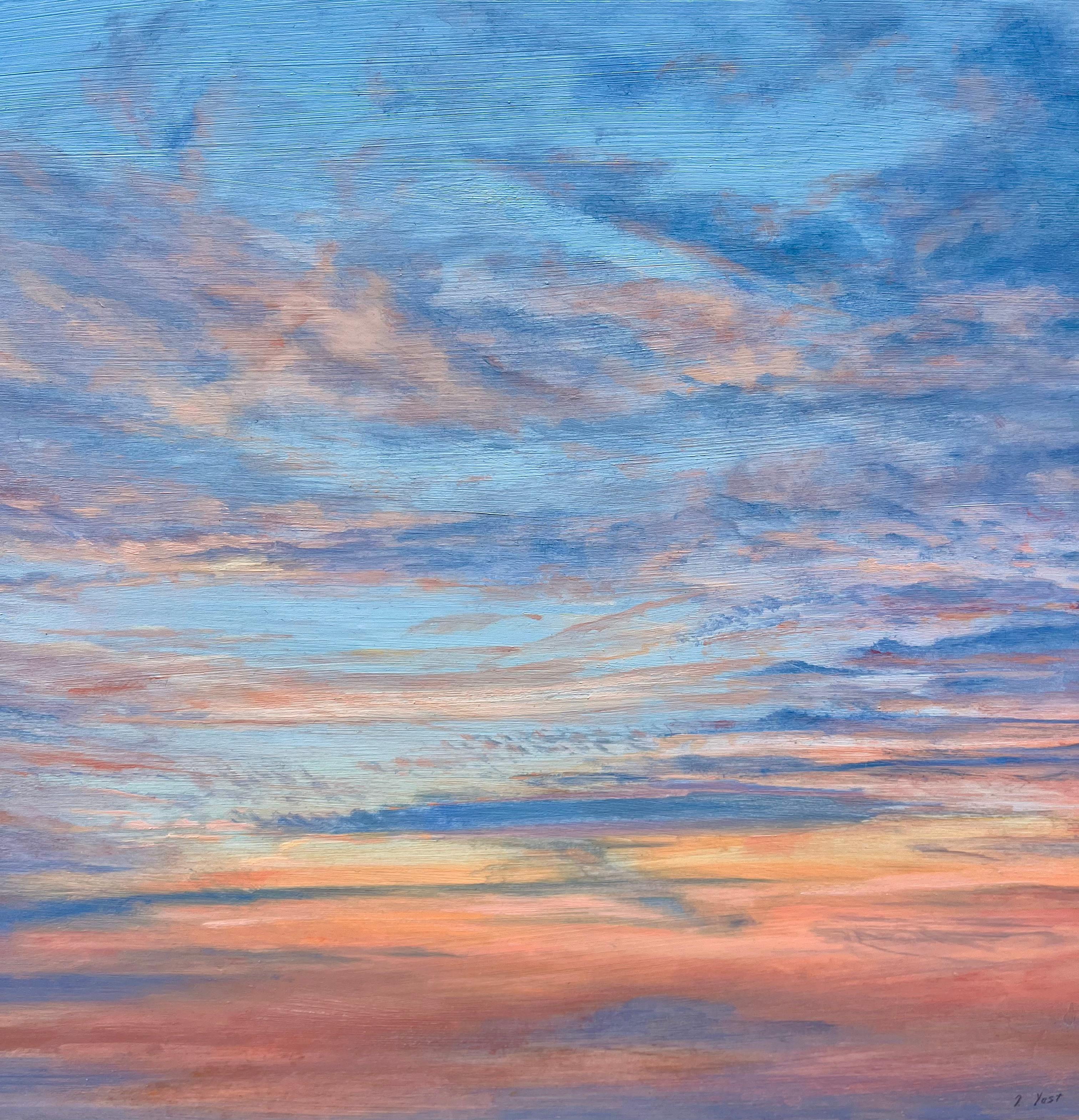 Nuages chuchotés au coucher du soleil - Contemporain Painting par Tom Yost