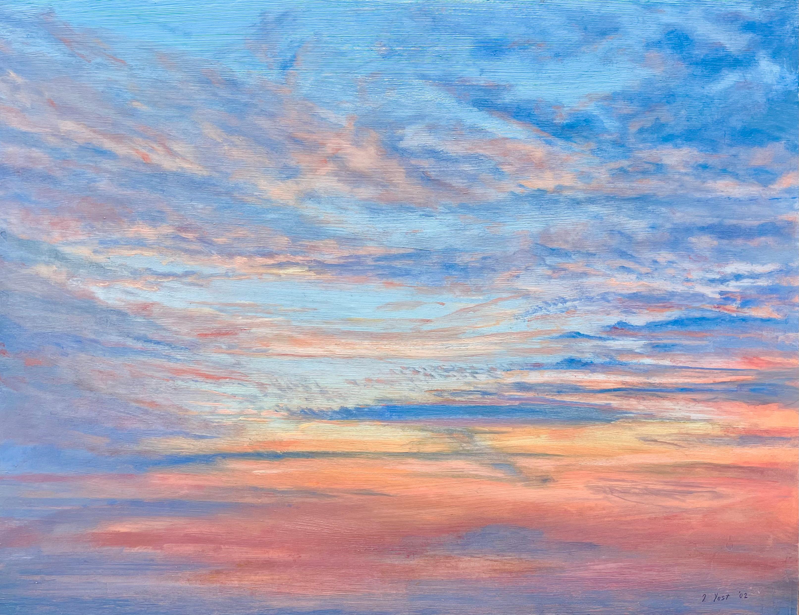 Landscape Painting Tom Yost - Nuages chuchotés au coucher du soleil