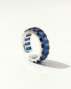 Toma Ring / Ear Cuff with Baguette Lab Sapphires, 18k Gold