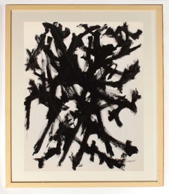 Toma Yovanovich Mid Century Abstract Expressionist Painting 1960 Black and White