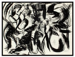 Toma Yovanovich Mid Century Abstract Expressionist Painting 1960 Black and White