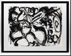 Toma Yovanovich Mid Century Abstract Expressionist Painting 1960 Black and White