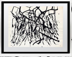 Toma Yovanovich Mid Century Abstract Splatter Painting 1960 Black and White