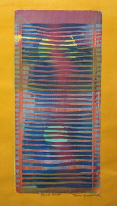 Impression monotype abstraite colorée américaine du milieu du siècle dernier, 1960