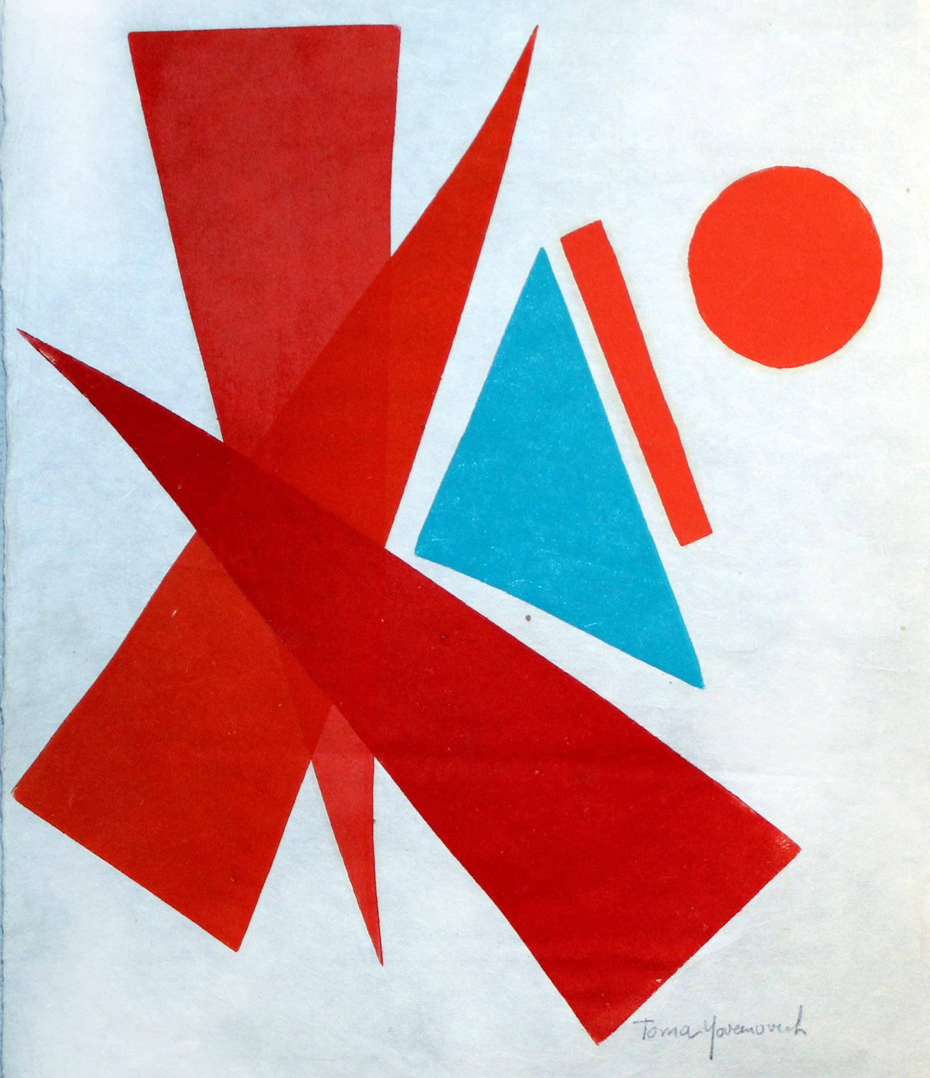 Abstraktes, farbenfrohes abstraktes Monotypie-Gemälde, amerikanisches Mid-Century 1960 (Abstrakter Expressionismus), Print, von Toma Yovanovich