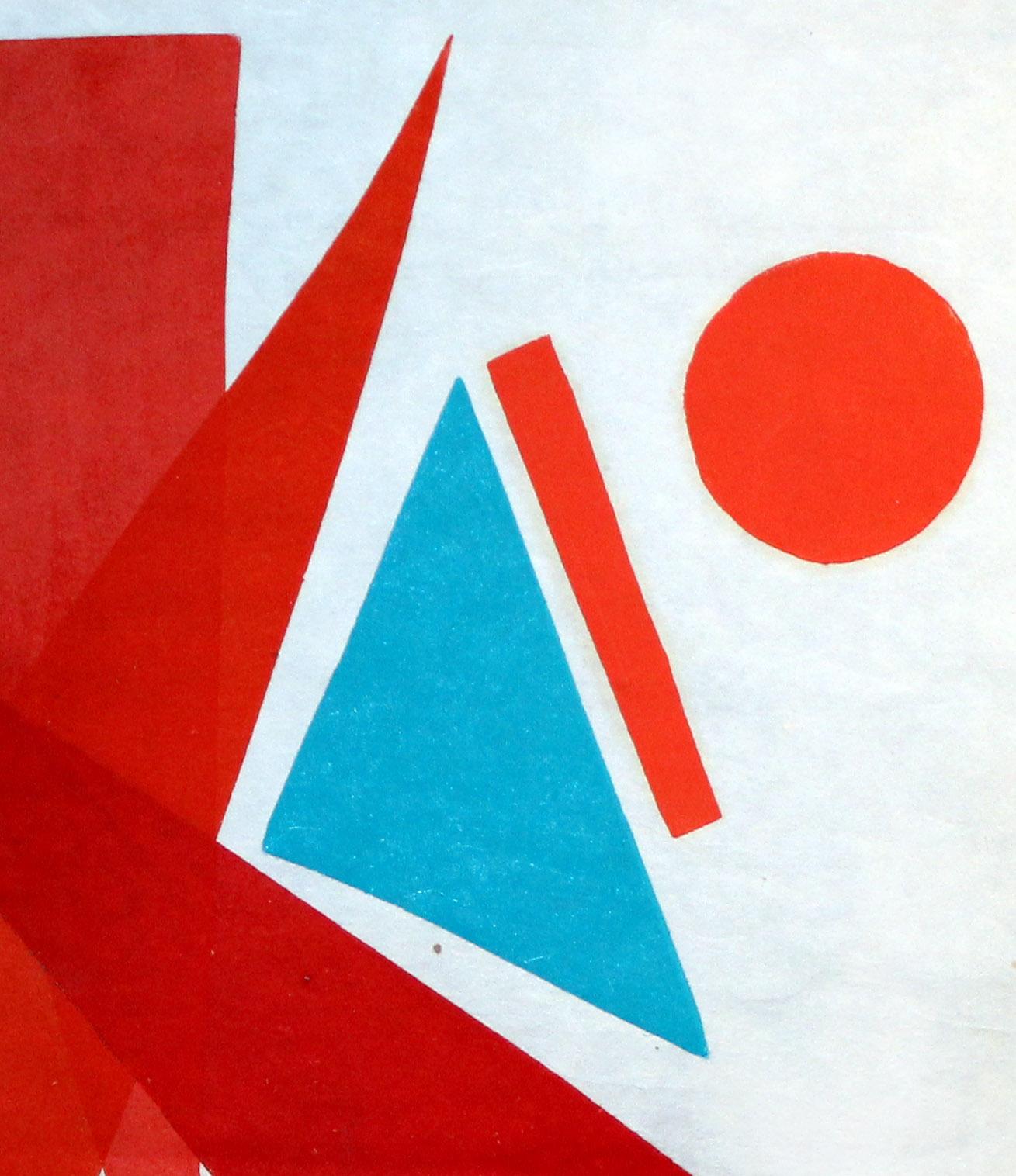 Abstraktes, farbenfrohes abstraktes Monotypie-Gemälde, amerikanisches Mid-Century 1960 (Grau), Abstract Print, von Toma Yovanovich