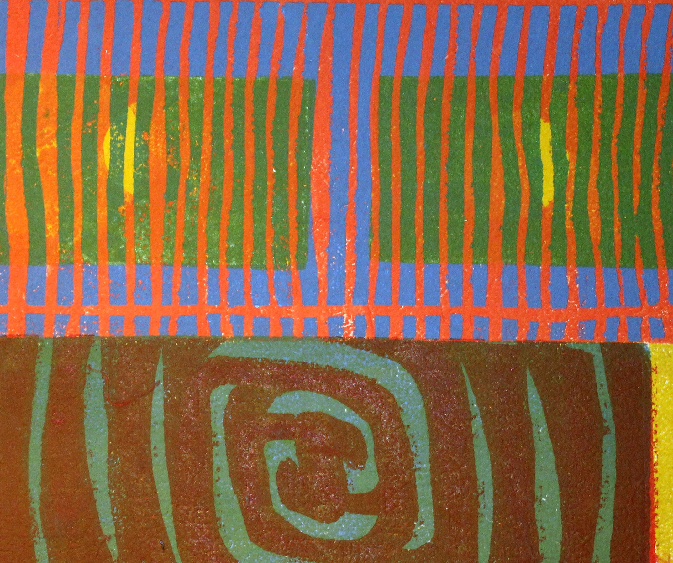 American Mid Century Abstract Monotype Painting Print Abstract Colorful 1960 2