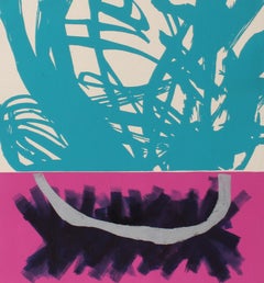 American Mid Century Abstract Monotype Print Abstract Colorful 1960