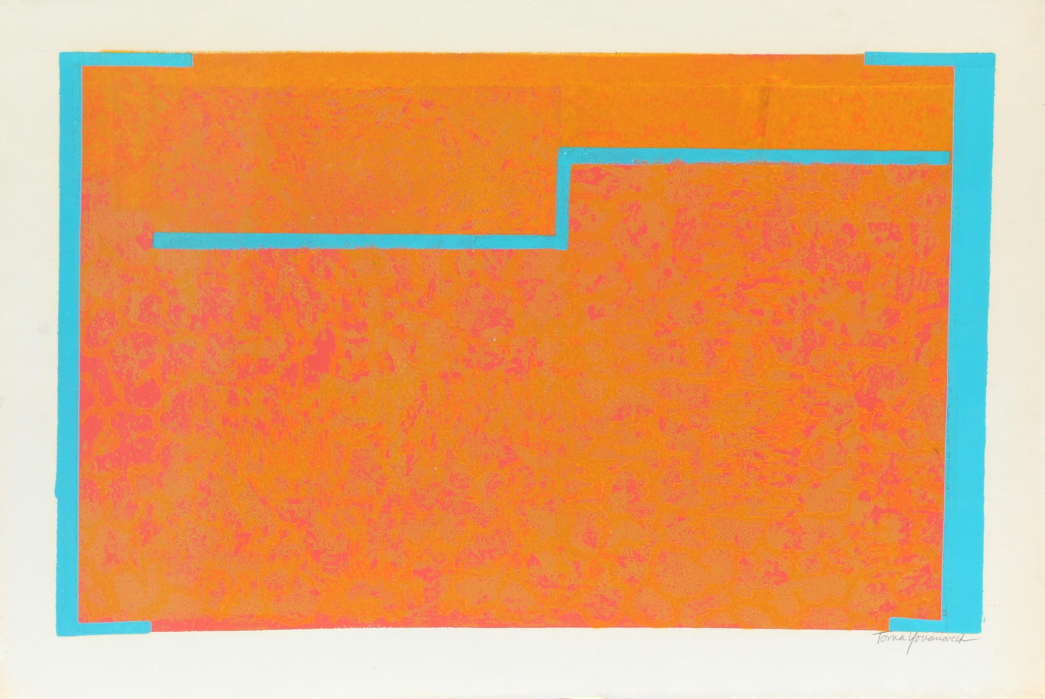Toma Yovanovich Abstract Print - American Mid Century Abstract Monotype Print Abstract Colorful 1960