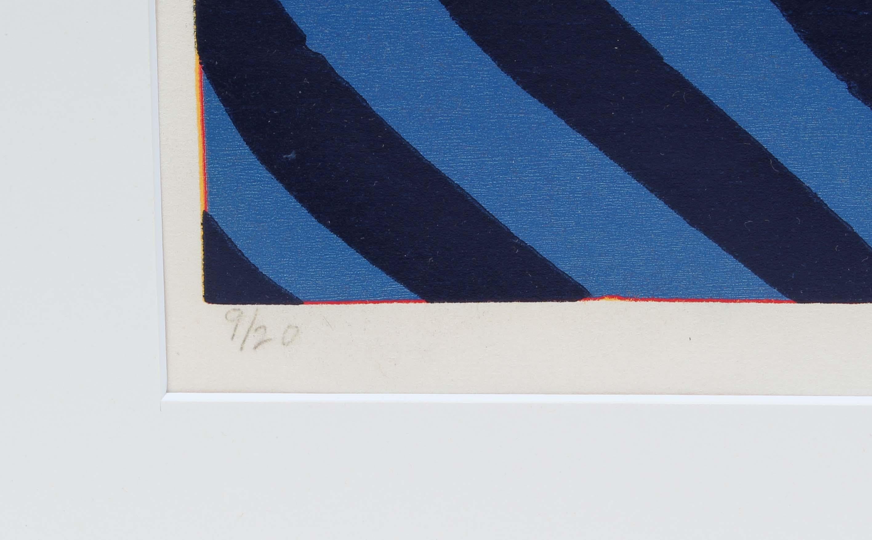An original Mid Century woodblock print titled 