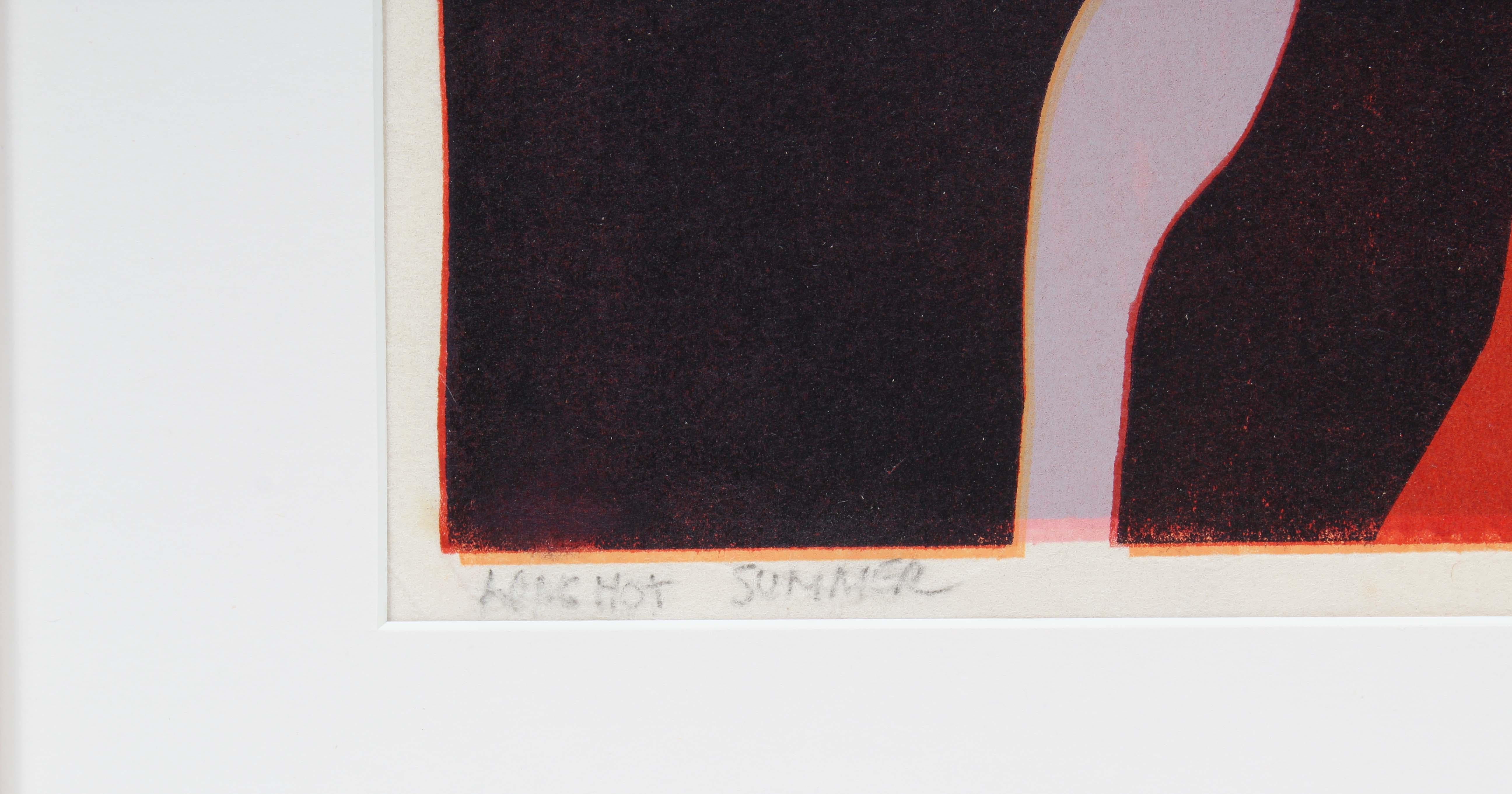 Metà secolo 1960, originale astratto colorato  Museo Figurativo Woodblock - Print Astrattismo geometrico di Toma Yovanovich