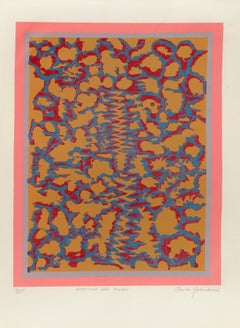 Mid Century 1960's Original Geometric Abstract Neon Woodblock Toma Yovanovich