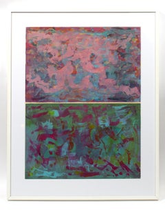 Toma Yovanovich Diptych Monotype Pair Prints Framed 1960