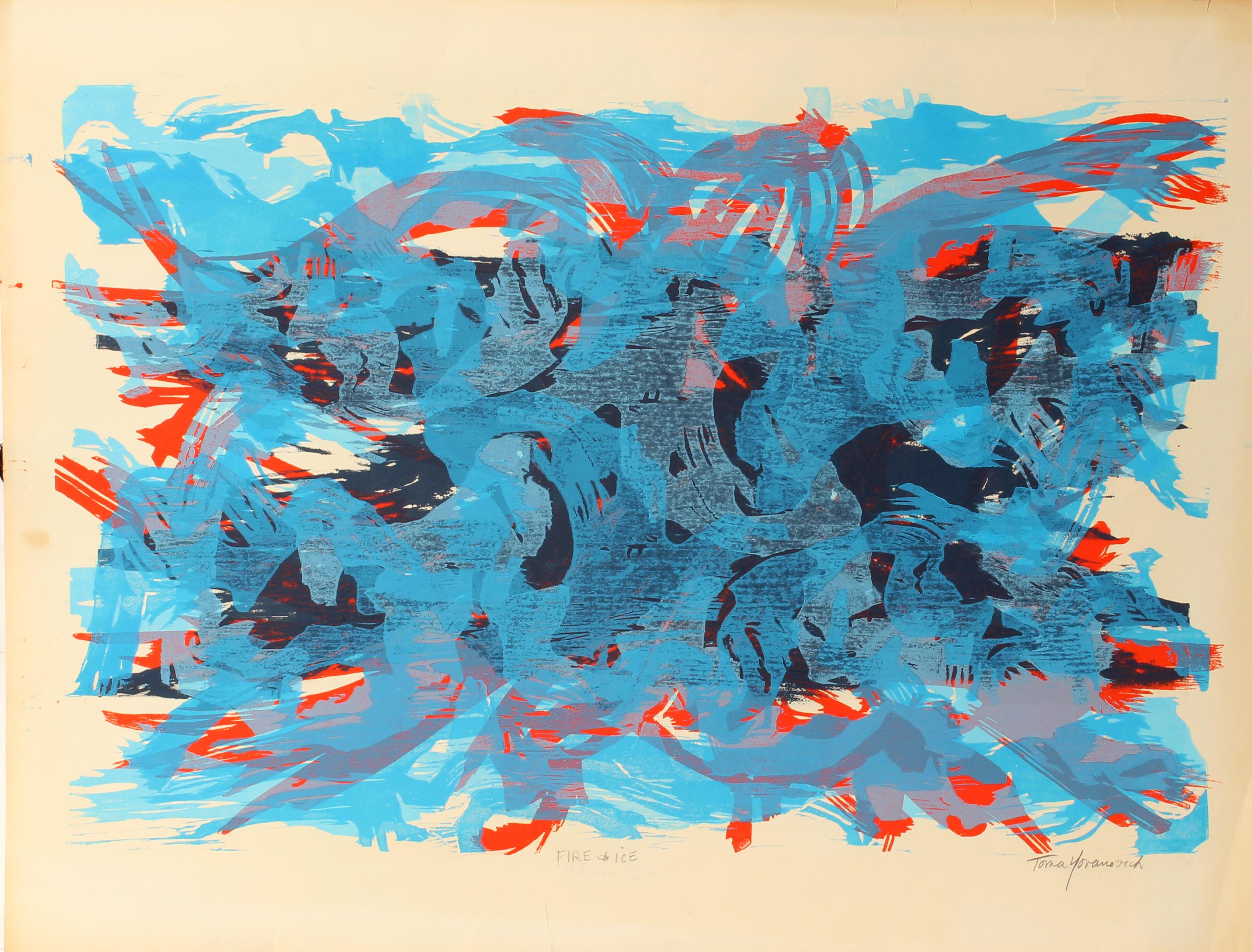 Untitled (Blue, Red, Black) - Print by Toma Yovanovich