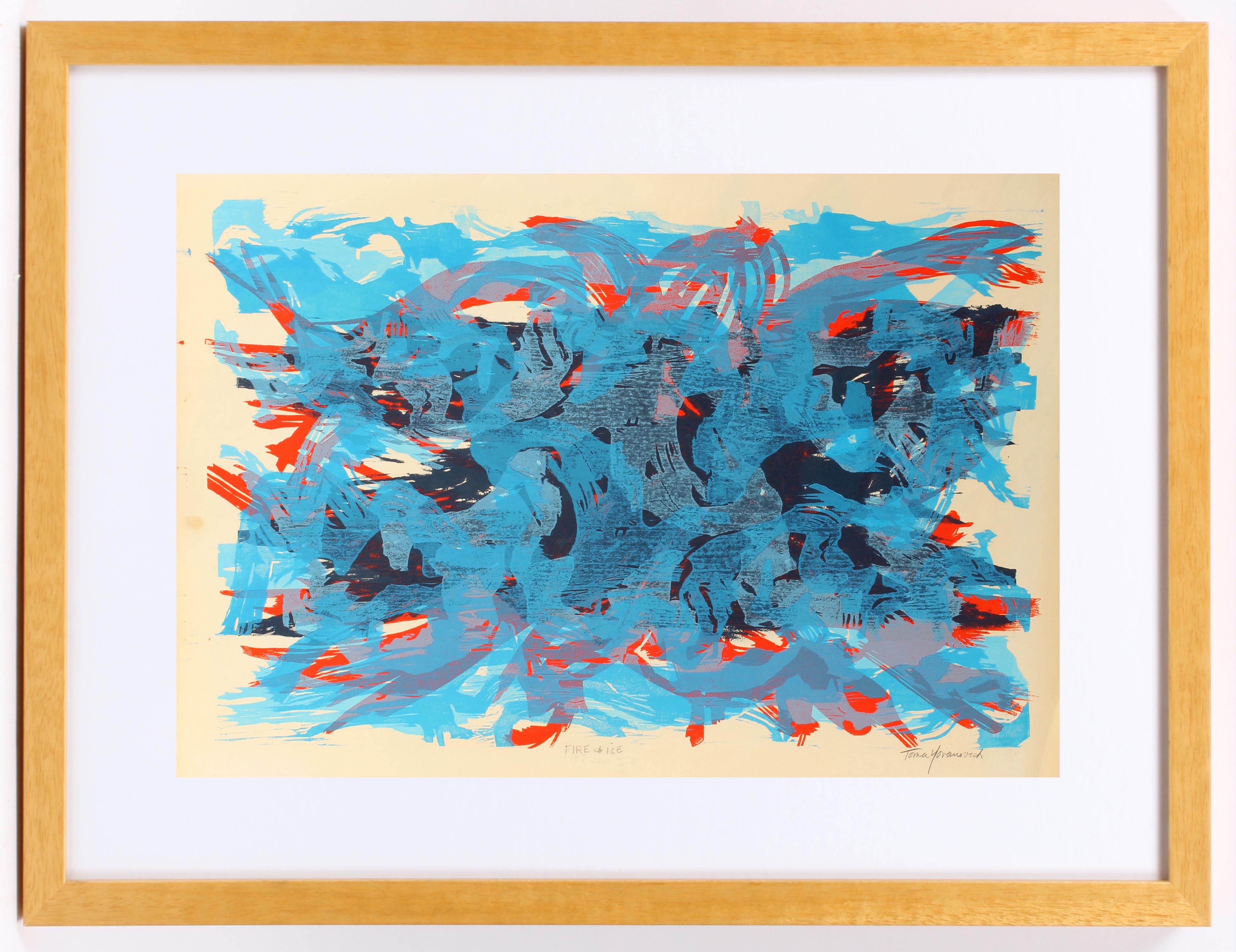 Toma Yovanovich Abstract Print - Untitled (Blue, Red, Black)