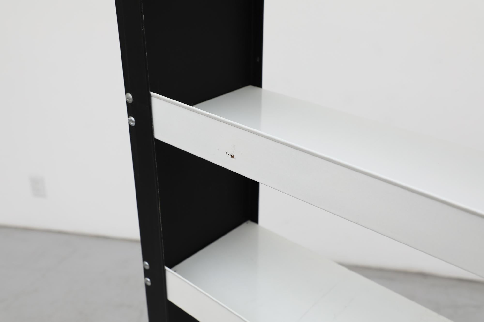 TOMADO Black & White Standing Enameled metal Book Shelves For Sale 2