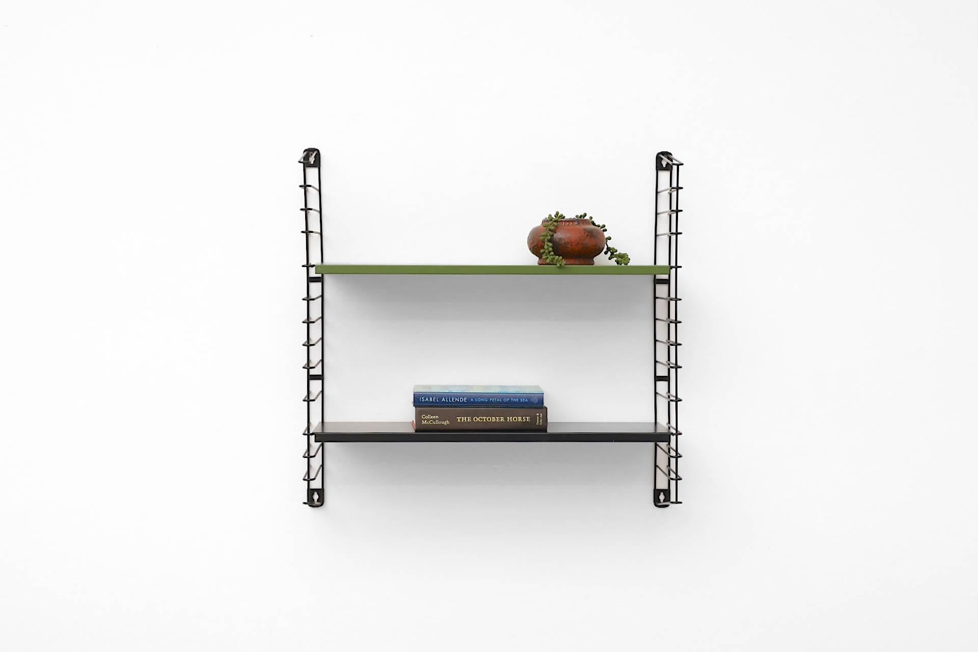 Dutch Tomado Green and Black Industrial Enameled Metal Shelving Unit, 1960s For Sale