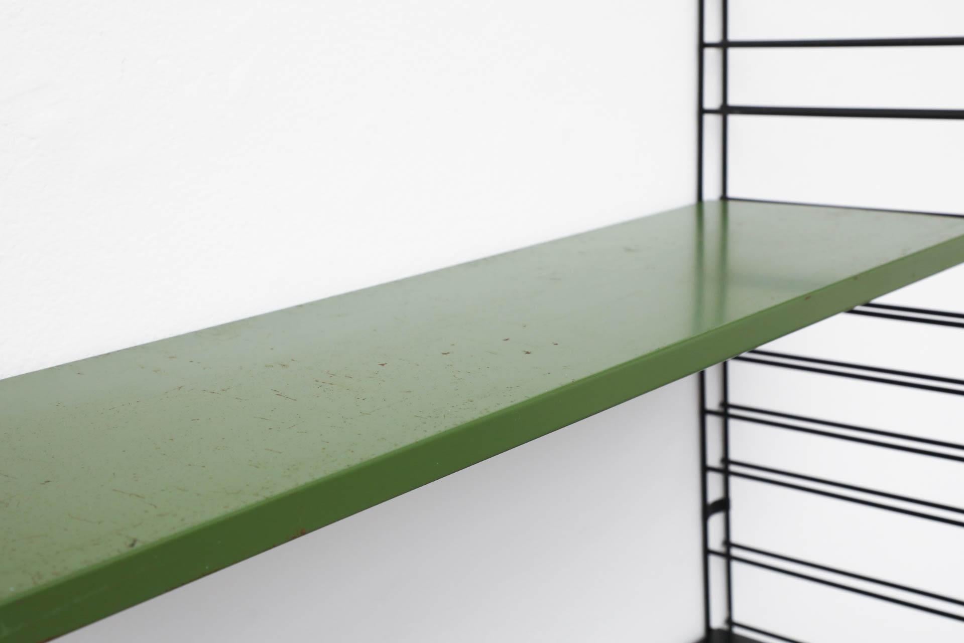 20th Century Tomado Green and Black Industrial Enameled Metal Shelving Unit, 1960s For Sale