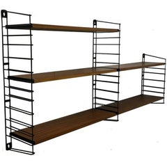 Vintage Teak Book Shelving Rack or Wall Unit by Dekker for Tomado Holland, 1950s