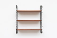Tomado Industrial Teak Shelving With Black Risers