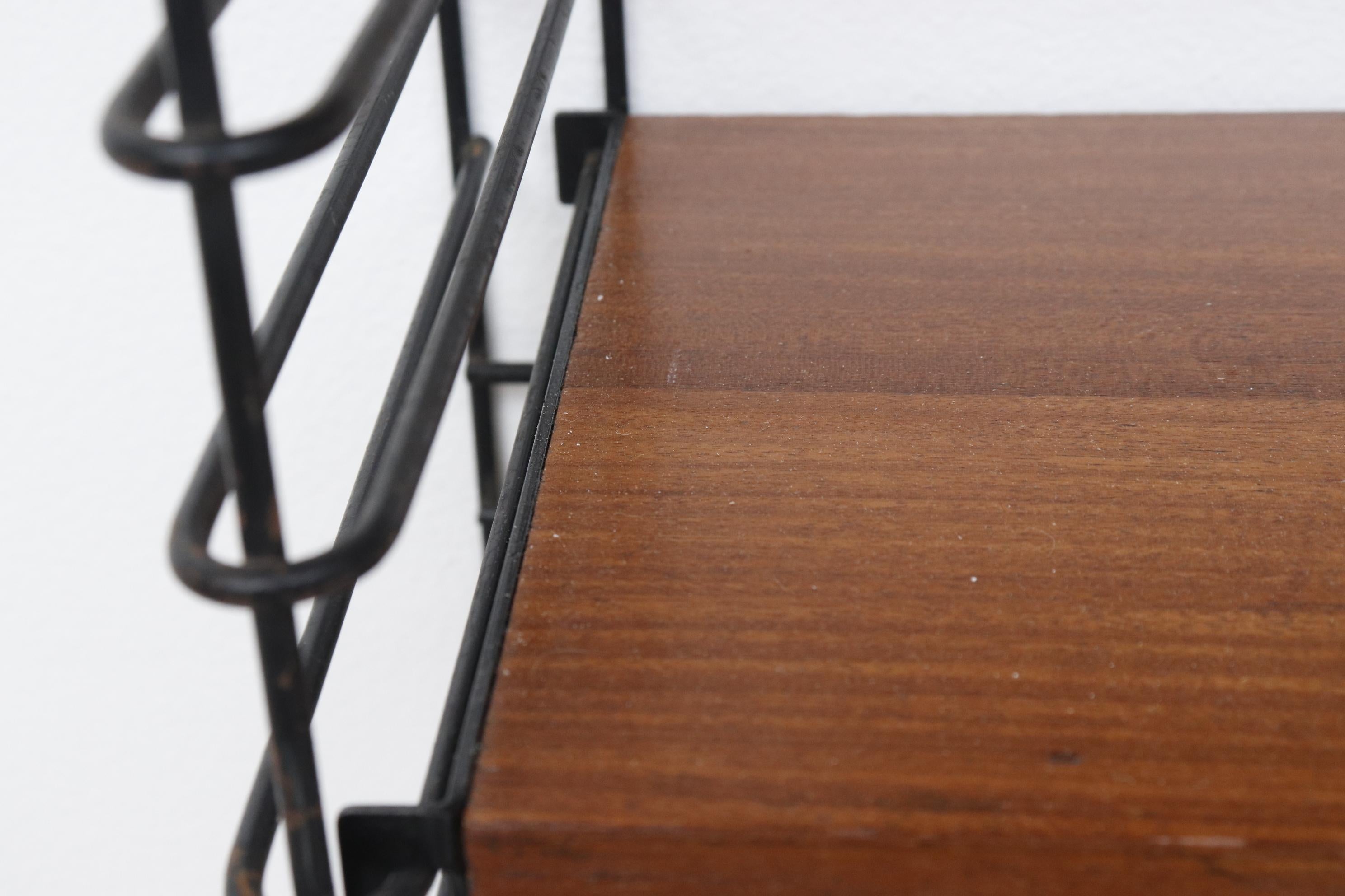 Mid-20th Century Tomado Industrial Teak Shelving with Black Risers