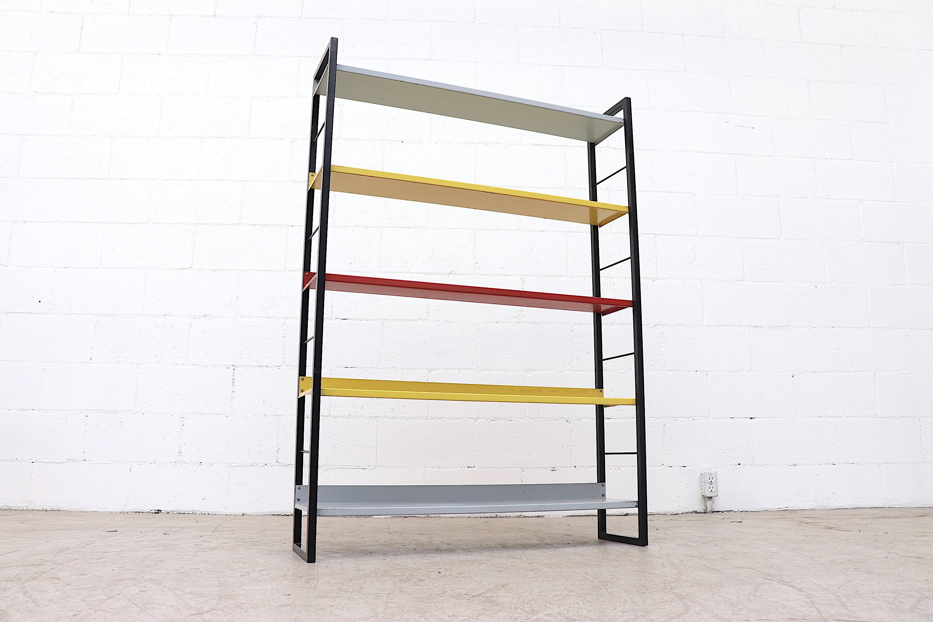 Mid-Century Modern Tomado Multicolored Enameled Metal Standing Book Shelf