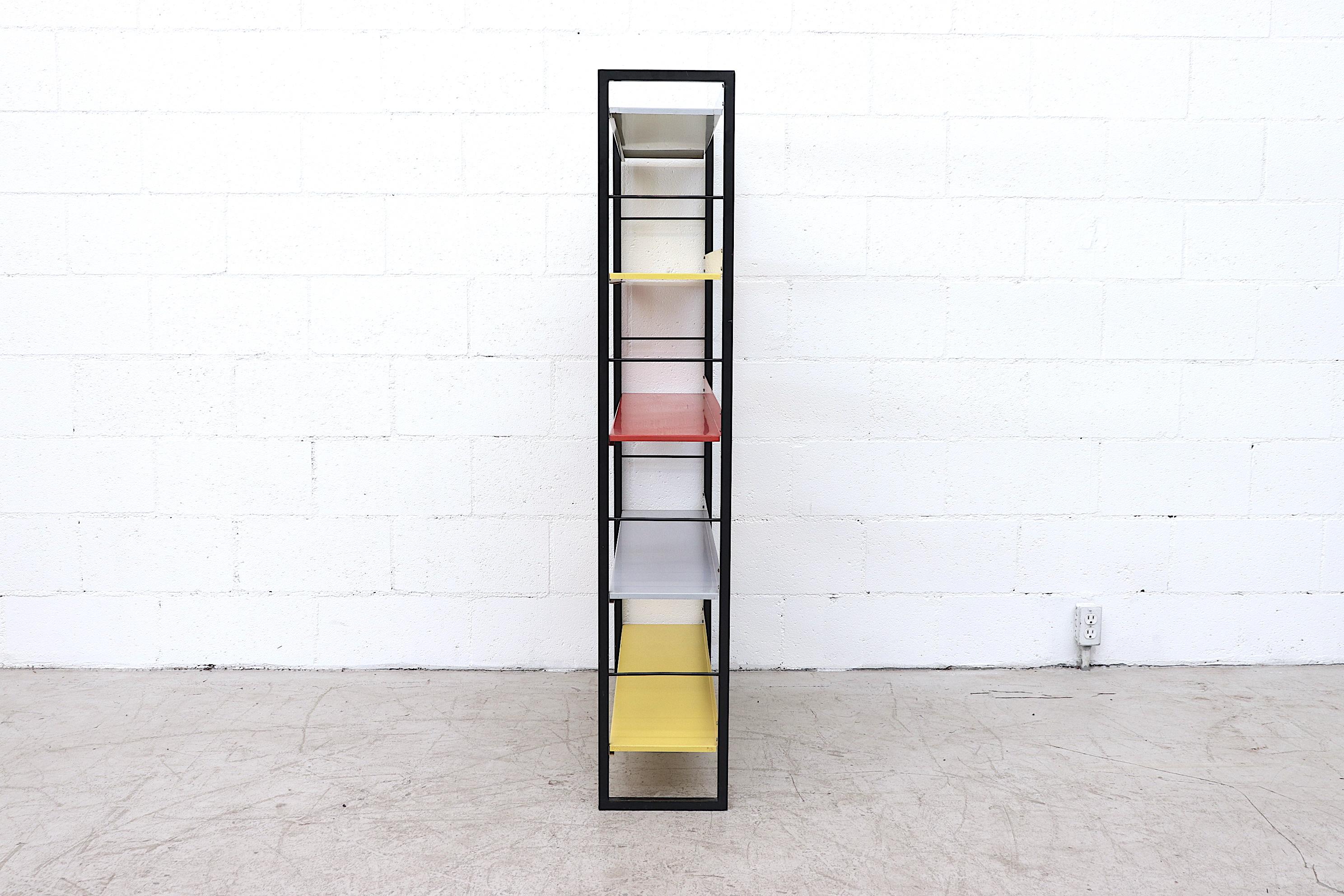 Mid-Century Modern Tomado Multicolored Enameled Metal Standing Book Shelf