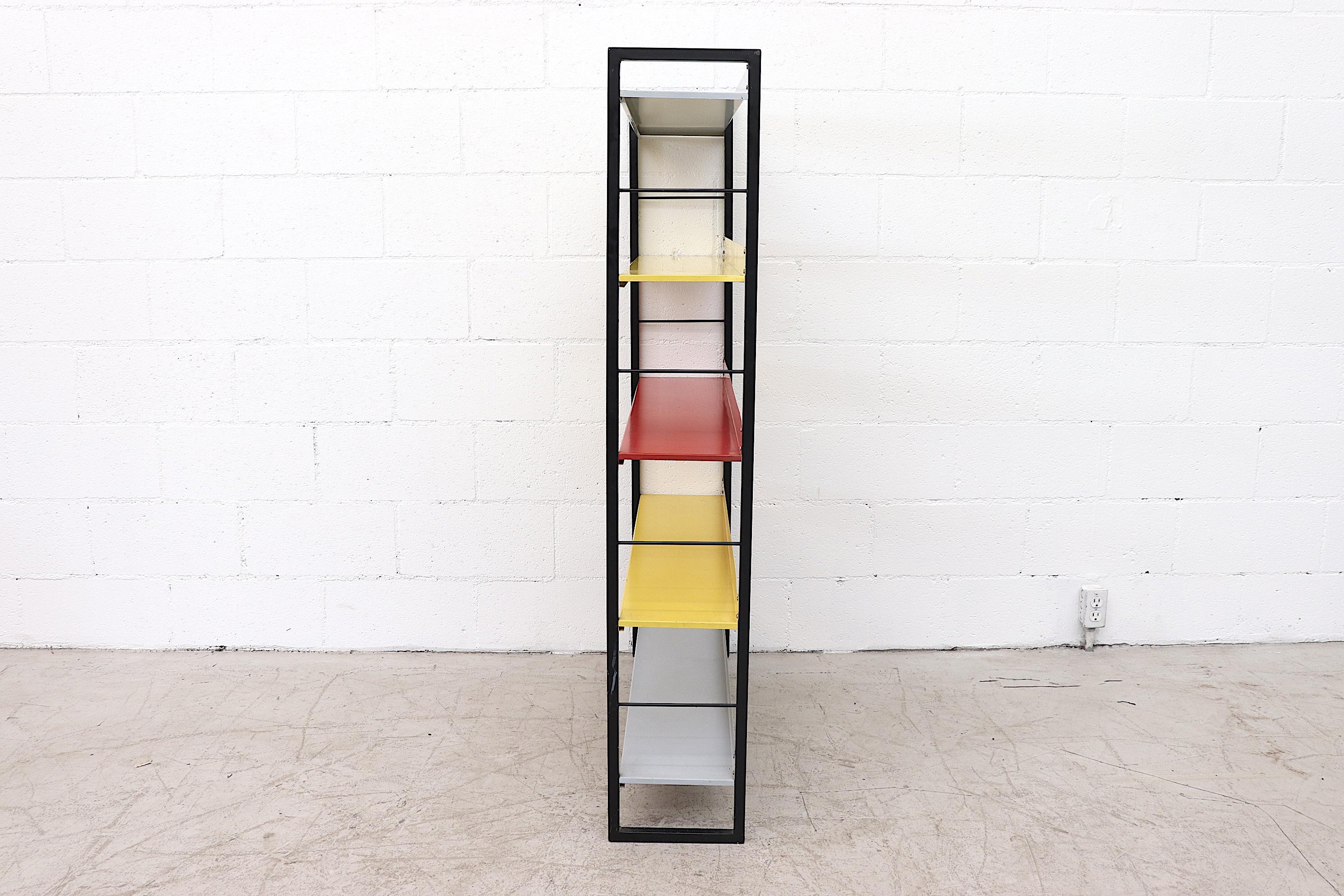 Dutch Tomado Multicolored Enameled Metal Standing Book Shelf