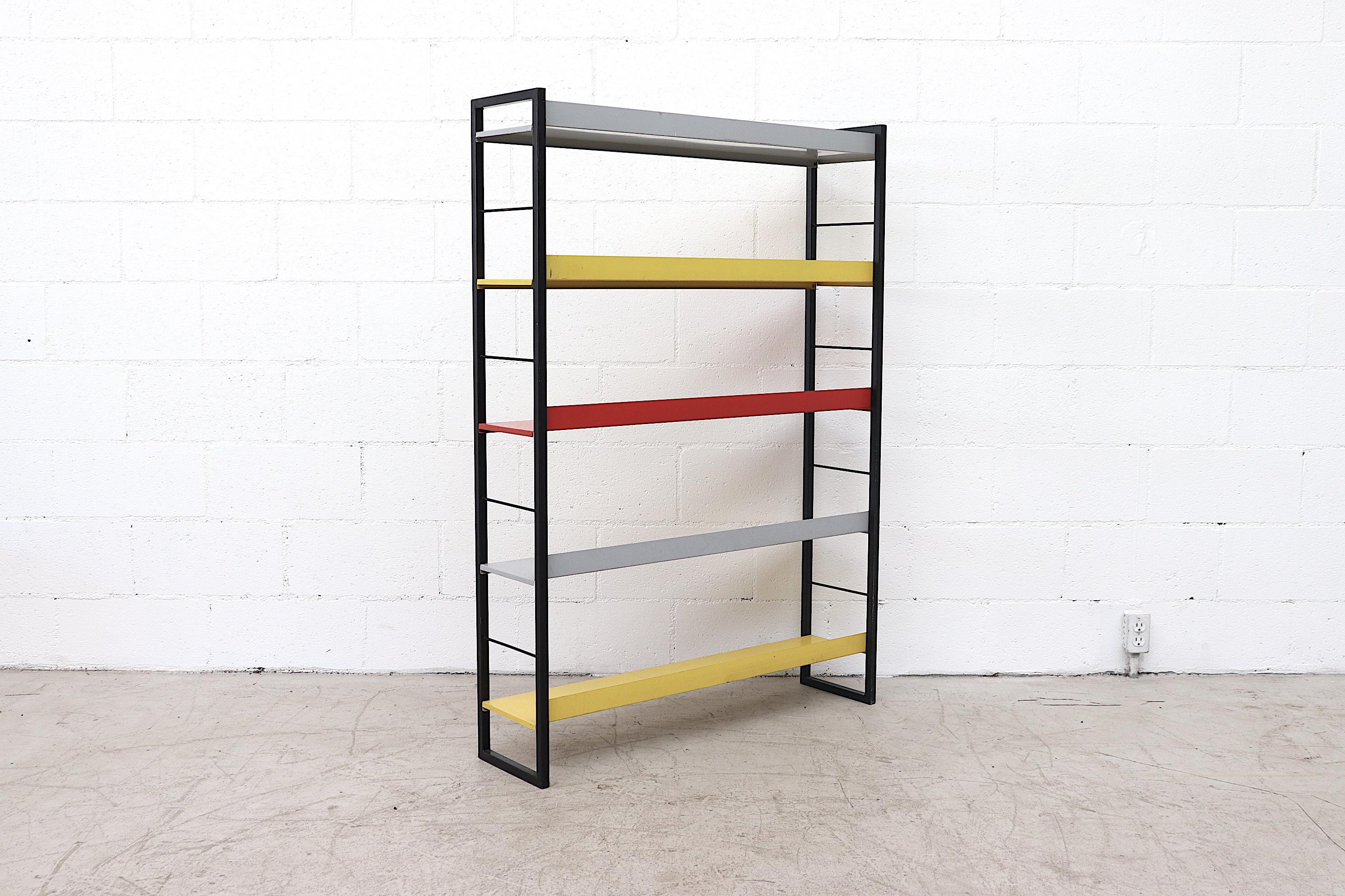 Dutch Tomado Multicolored Enameled Metal Standing Book Shelf