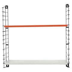 Tomado Single Section Wall Mount Unit with Red and White Shelves on Black Risers