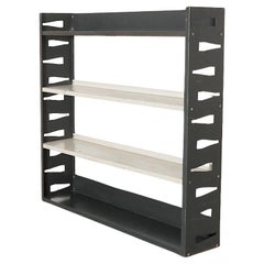 Tomado Style Industrial Metal Standing Bookshelf in Charcoal and White