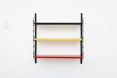 Schwarzes, gelbes und rotes Metallregal im Tomado-Stil von Drentea, 1960er Jahre
