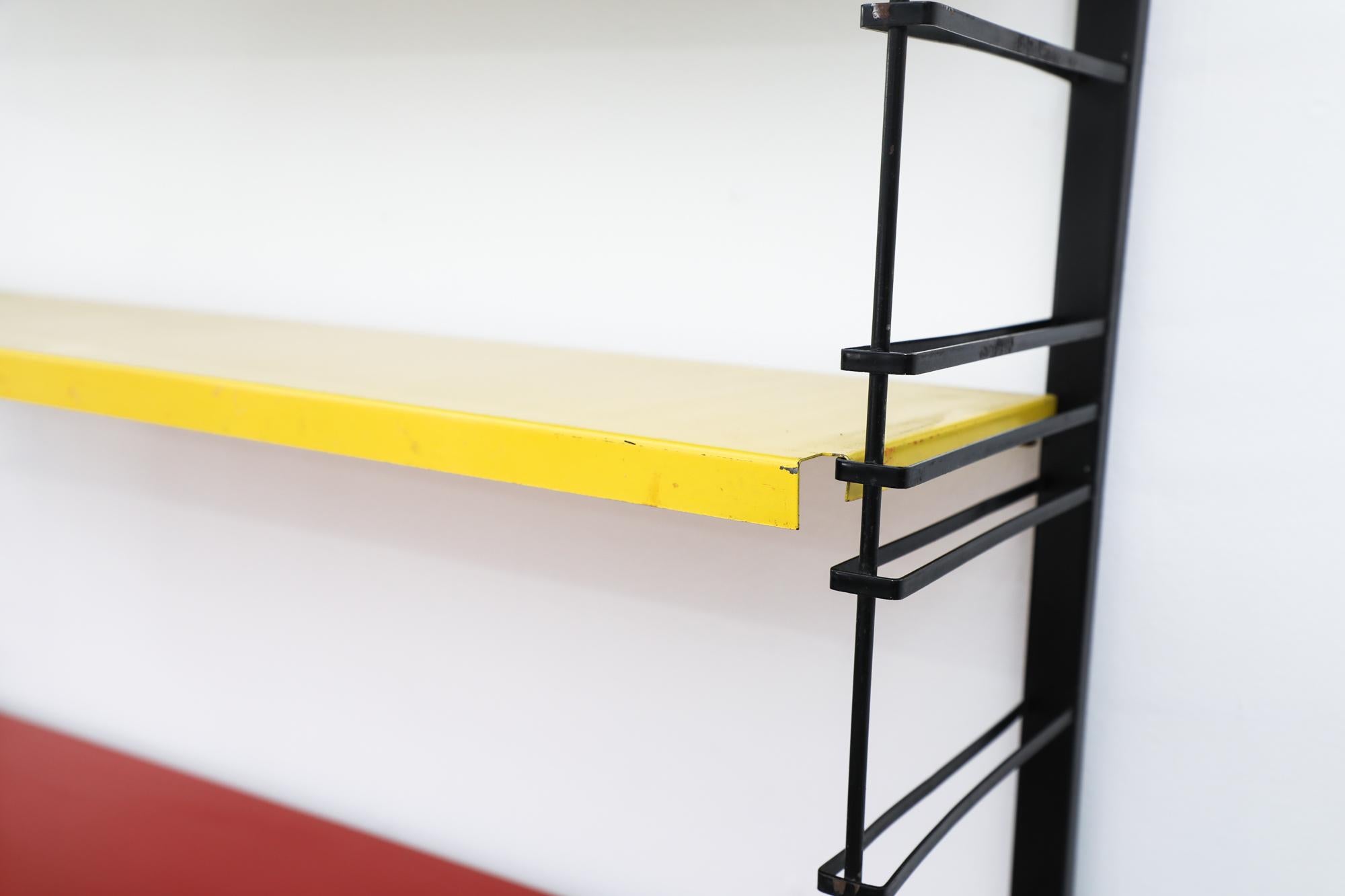 Black, Yellow & Red Tomado Style Industrial Metal Shelving by Drentea, 1960's In Good Condition For Sale In Los Angeles, CA