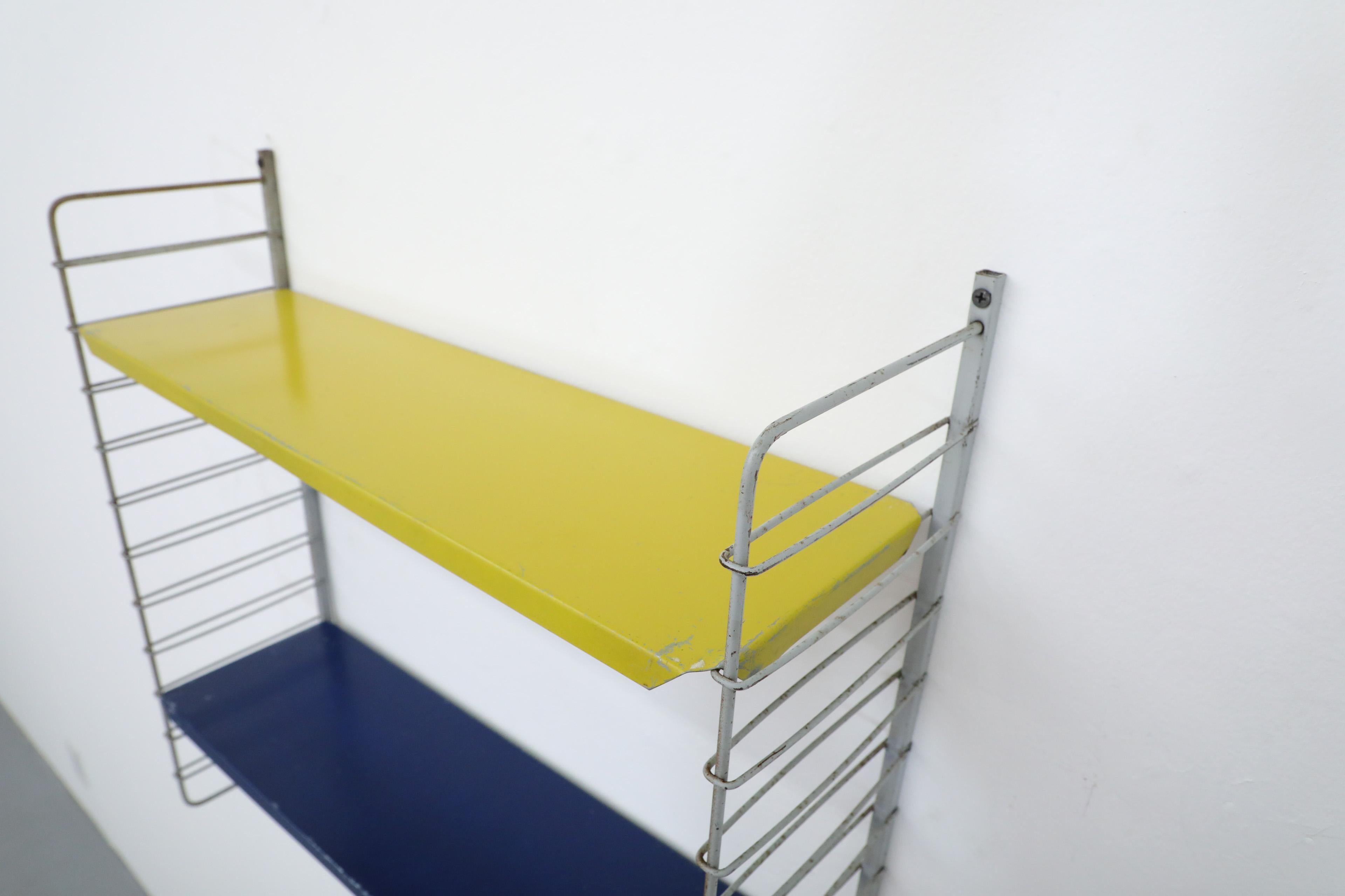 Tomado Style Single Section Shelving Unit with Yellow and Blue Shelves For Sale 3