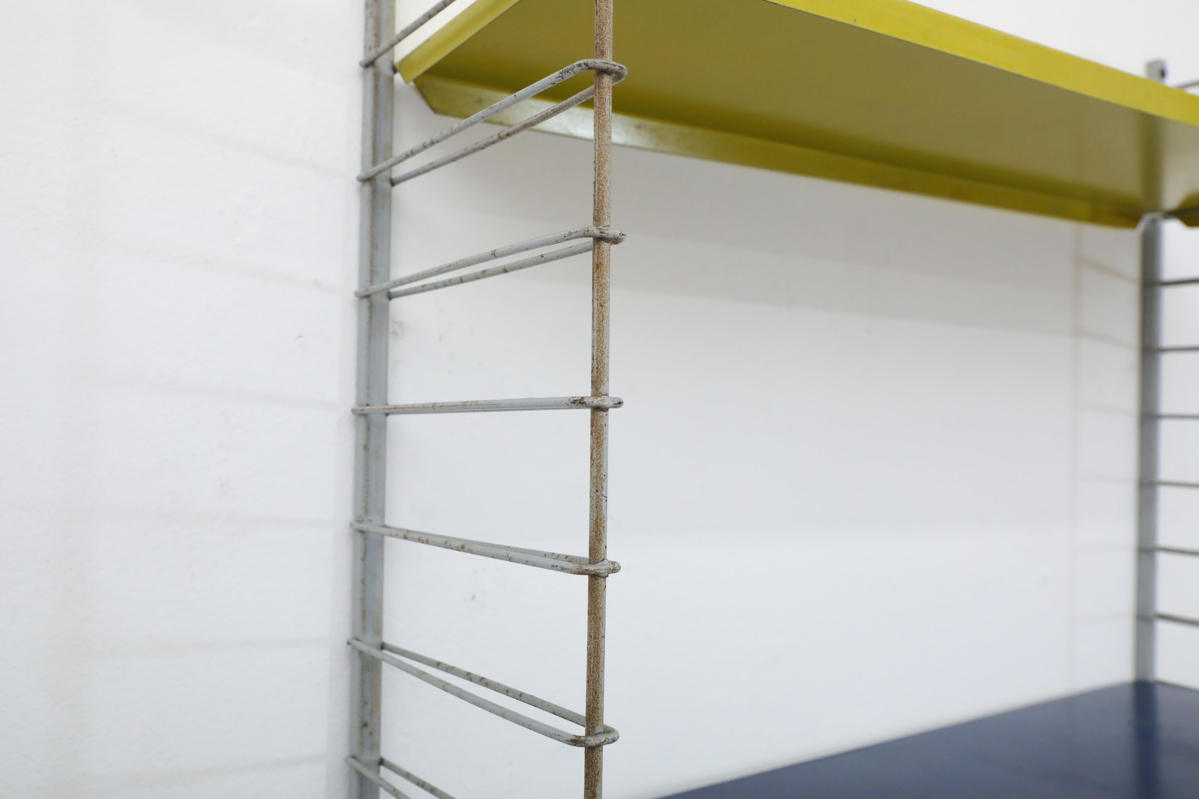 Tomado Style Single Section Shelving Unit with Yellow and Blue Shelves For Sale 5