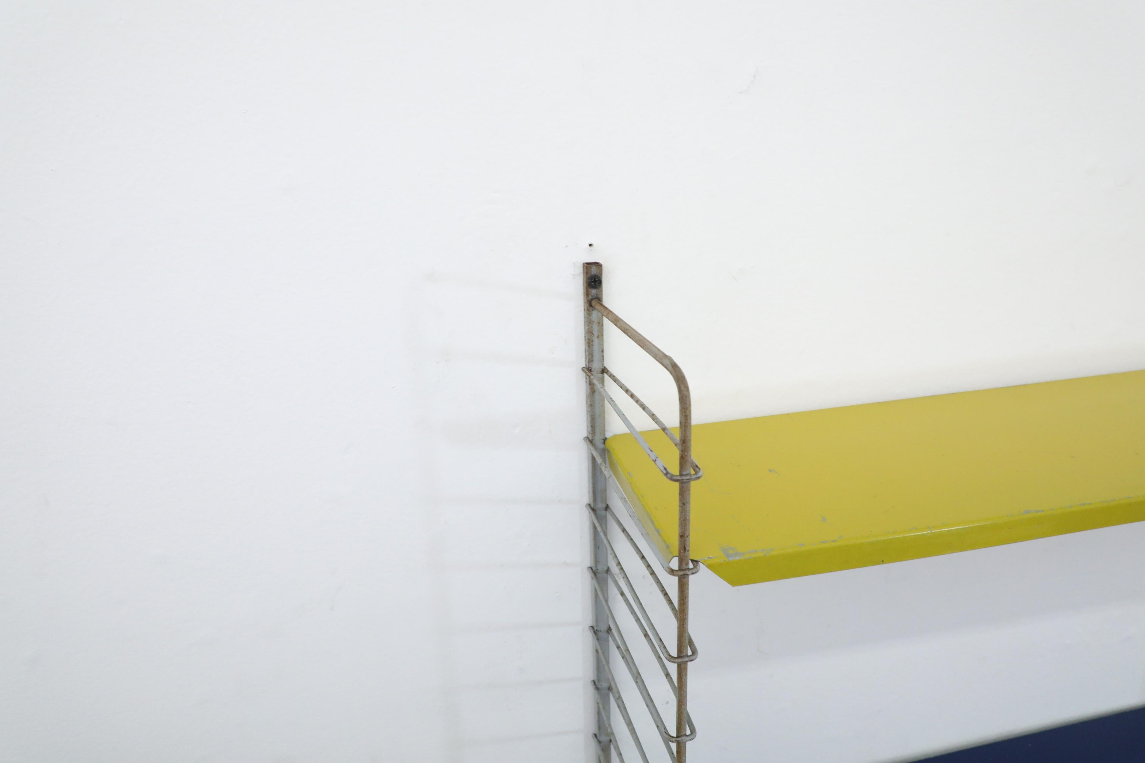Mid-20th Century Tomado Style Single Section Shelving Unit with Yellow and Blue Shelves