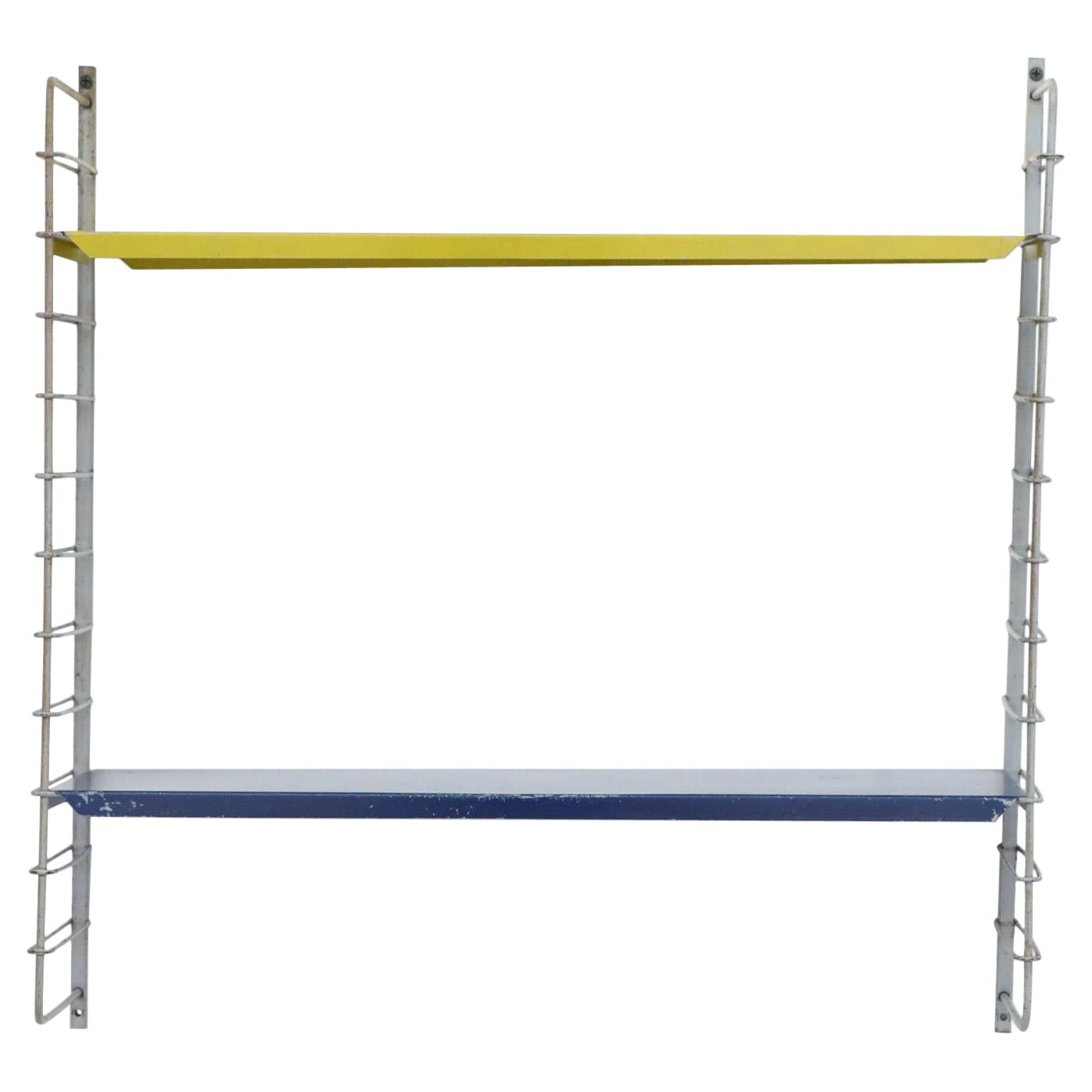 Tomado Style Single Section Shelving Unit with Yellow and Blue Shelves