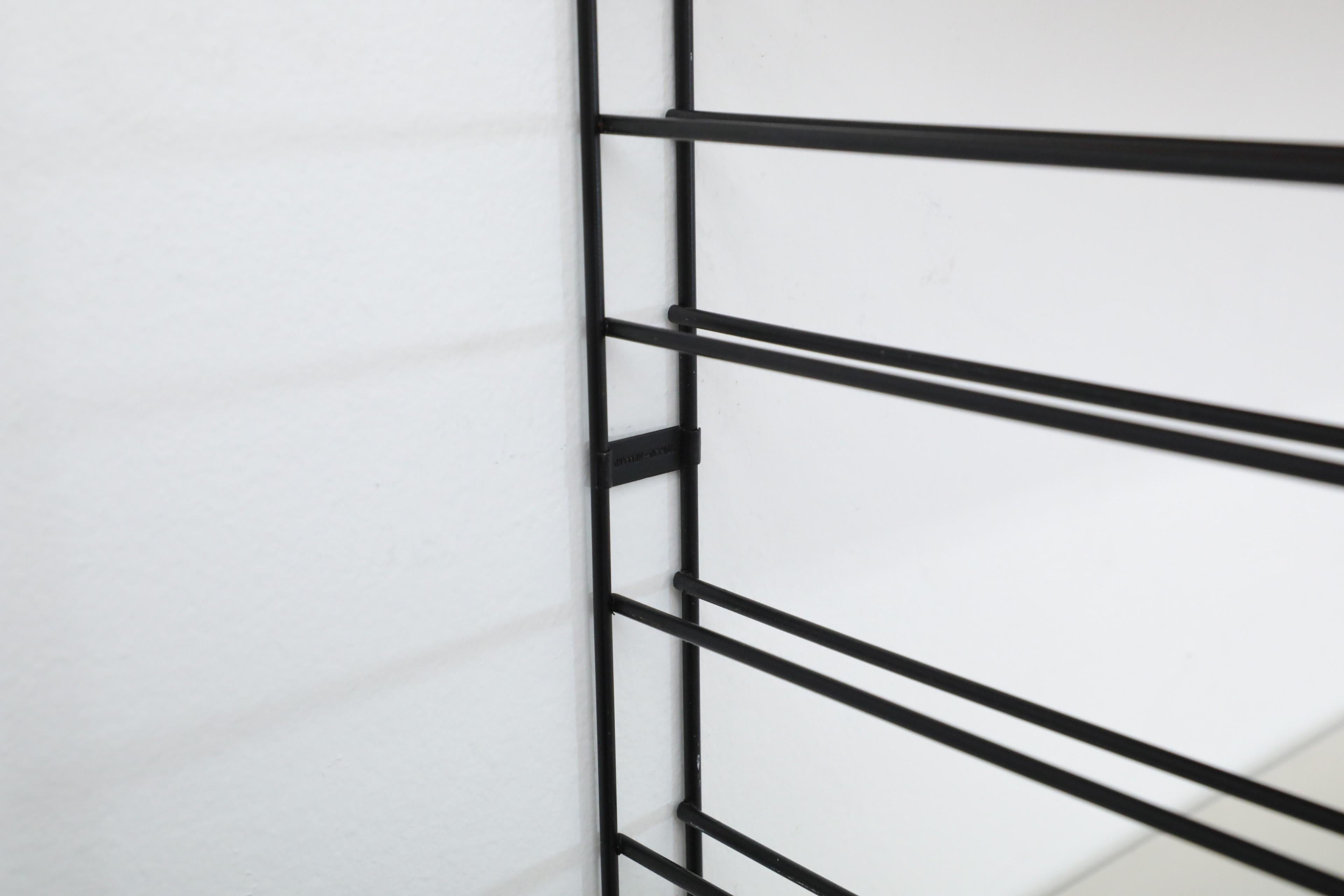 Tomado Wall Mount Black Wire Shelving Unit with Red and White Shelves For Sale 1