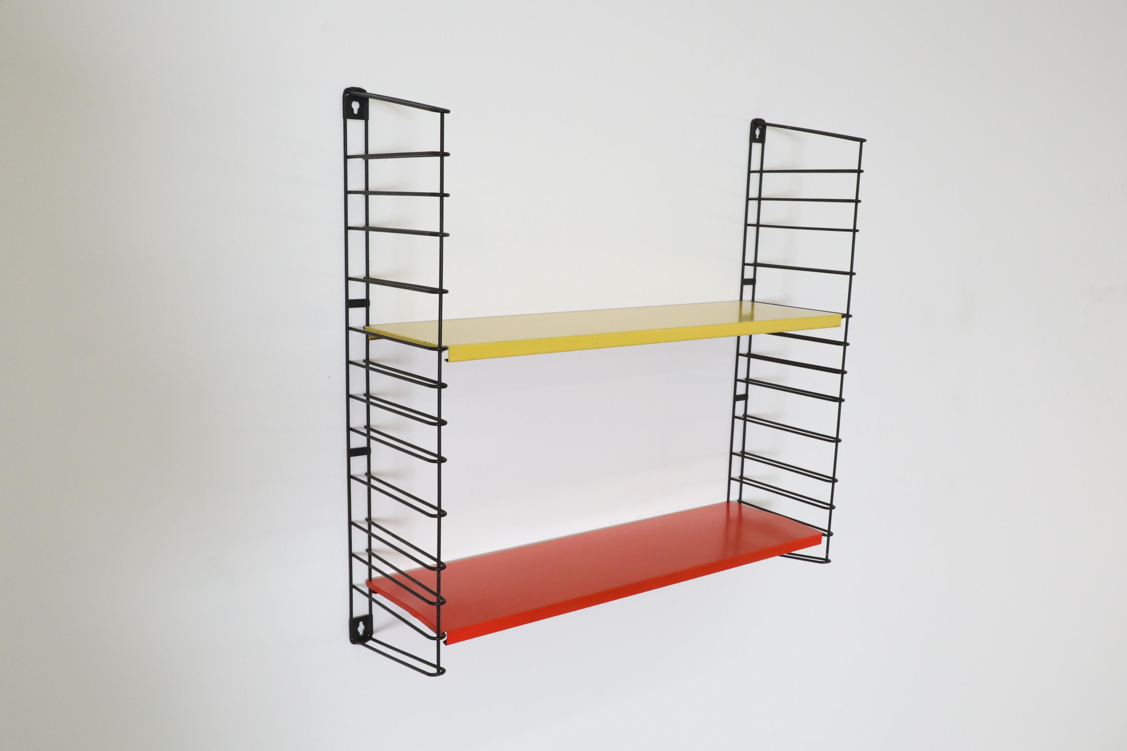 Dutch Tomado Yellow and Orange Wall Mount Shelving Unit with Black Frame For Sale