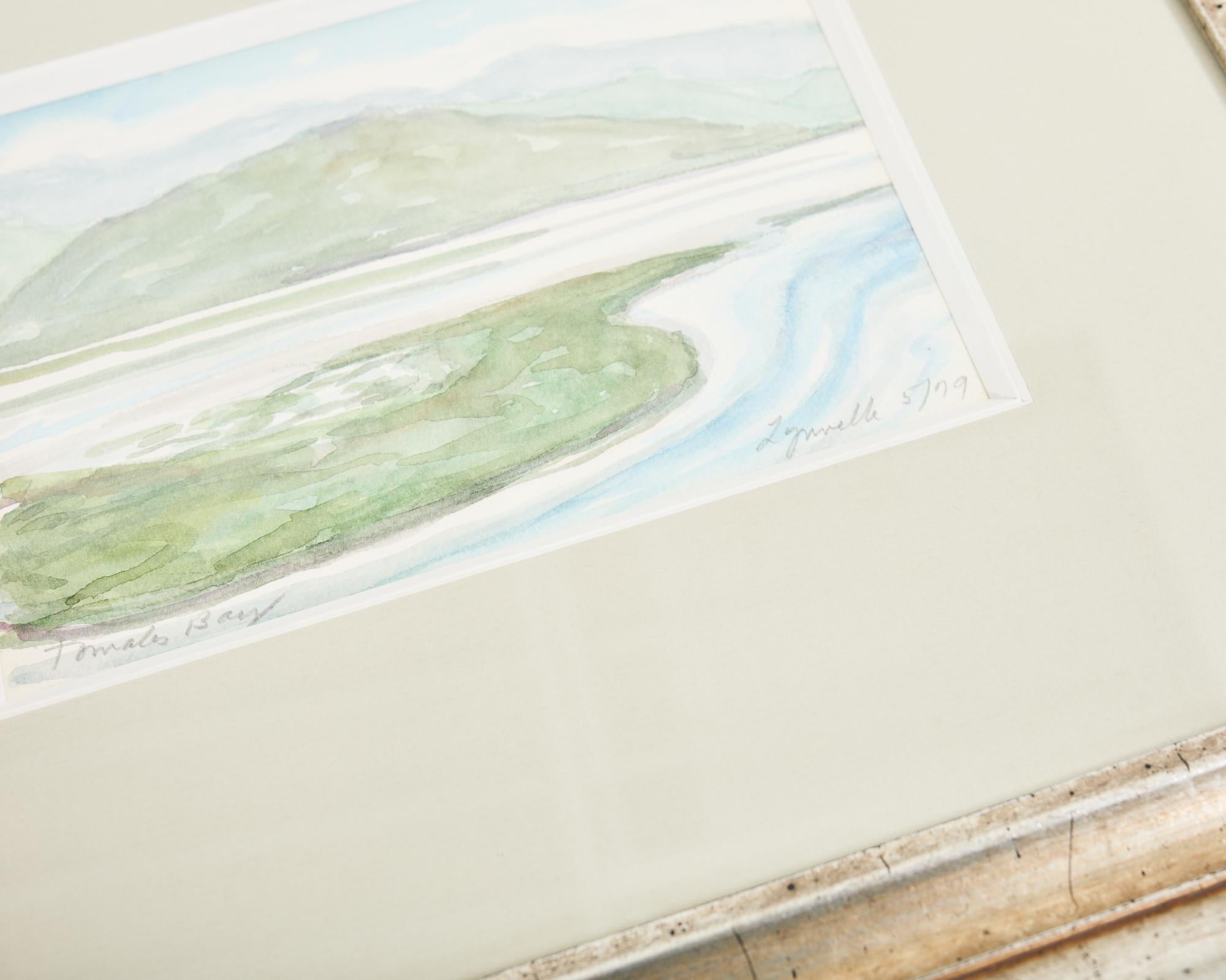 Tomales Bay Aquarell in silbernem, vergoldetem Holzrahmen im Angebot 7