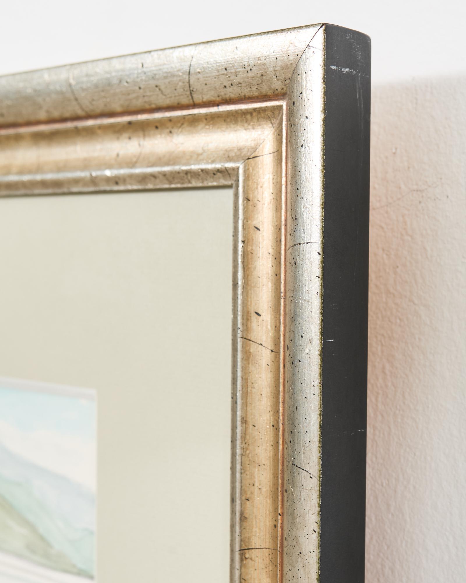 Tomales Bay Aquarell in silbernem, vergoldetem Holzrahmen im Angebot 2