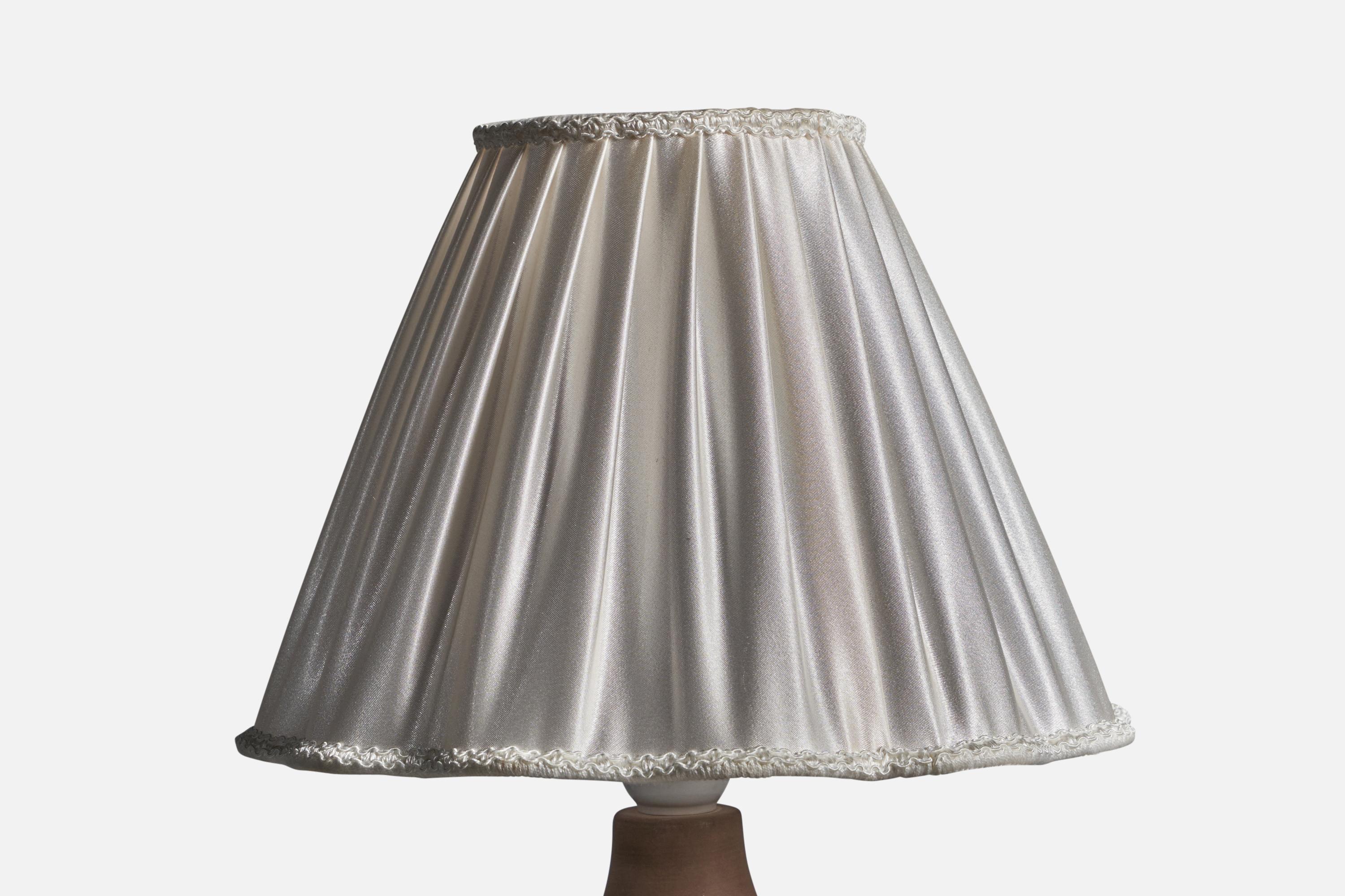 Swedish Tomas Anagrius, Table Lamp, Stoneware, Fabric, Sweden, 1960s For Sale