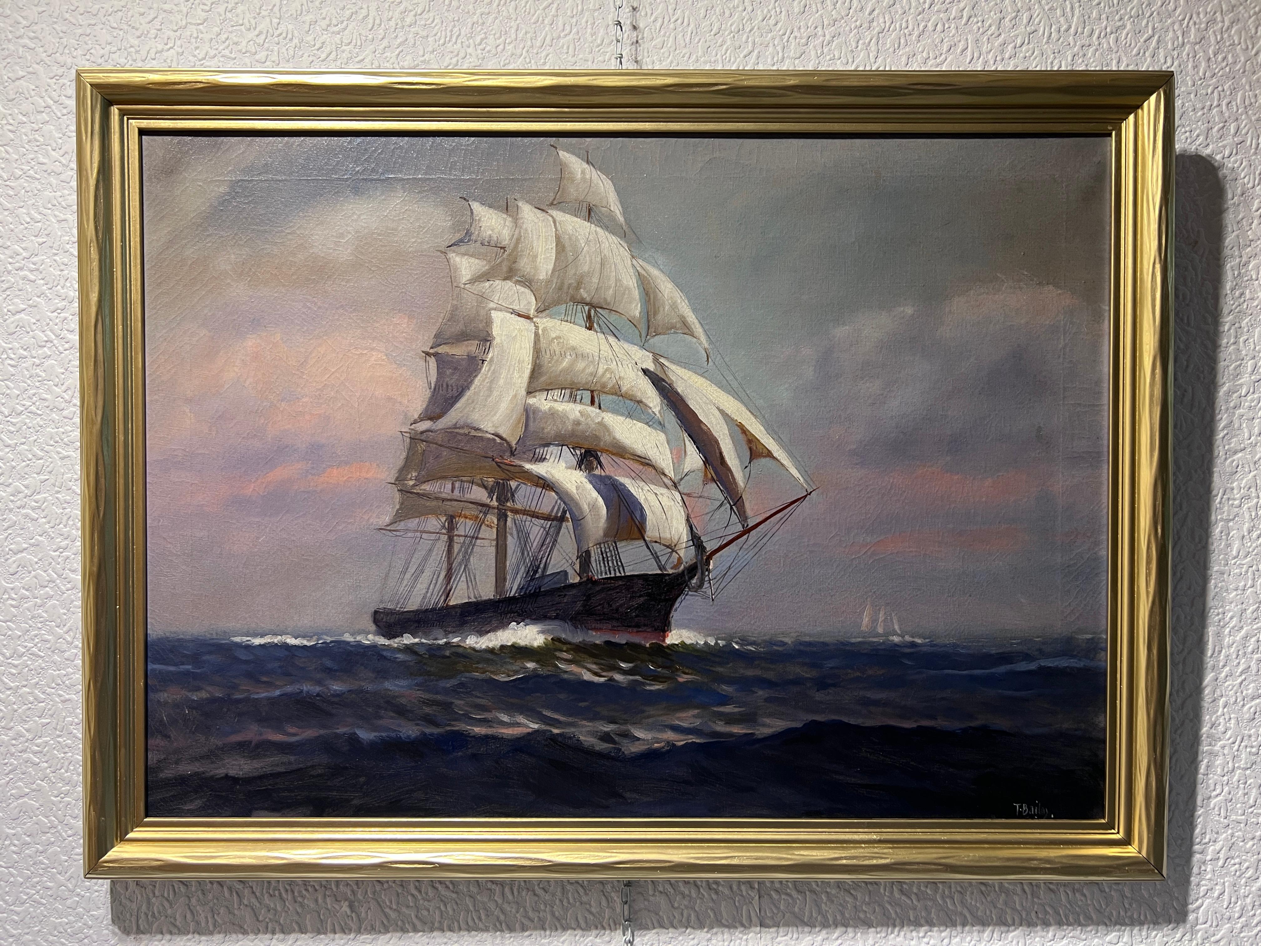 Up for sale gorgeous original Nautical oil painting on canvas, signed by the mysterious Artist 