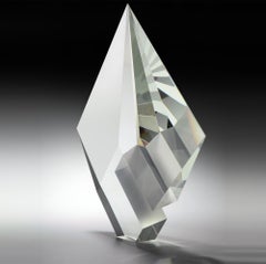 « Composition en cristal grande taille », coulée, coupée  Sculpture en verre poli