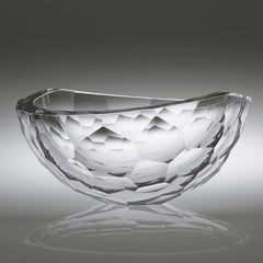 Bol « Cut Bowl » en cristal coulé, coulé  Sculpture en verre poli