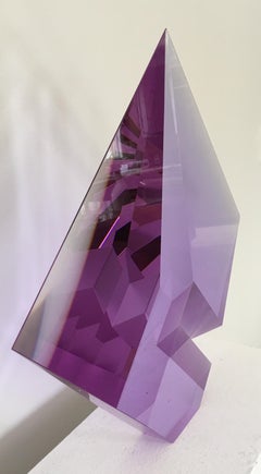 'Purple Composition', Cast, Cut  and Polished Glass Sculpture