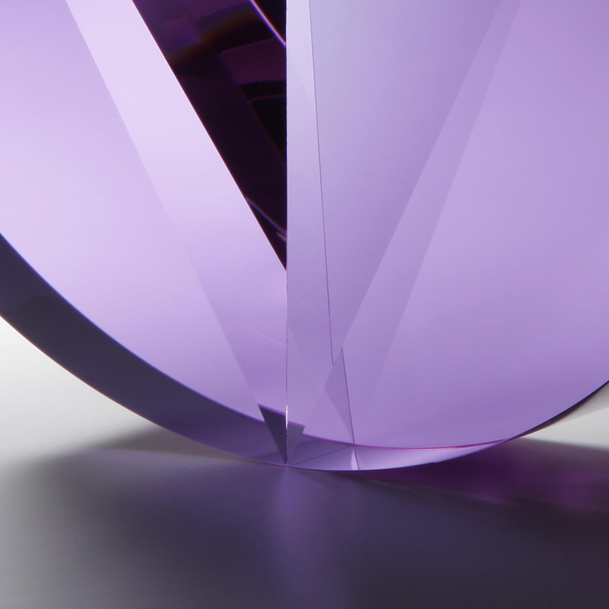 'Purple Tapered Semicircle' Cast, Cut  and Polished Glass Sculpture For Sale 2