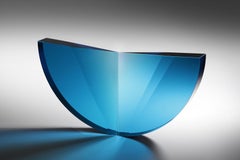 'Turquoise Tapered Semicircle', Cast, Cut  and Polished Glass Sculpture